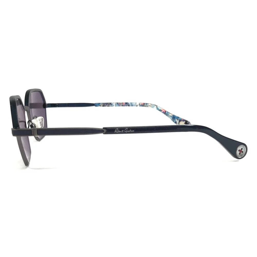 Robert Graham Sunglasses APOLLO GUN Gunmetal Blue Frames w/ Purple Mirror Lenses